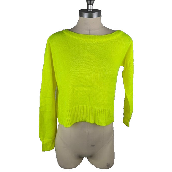 Bar Iii Off-the-Shoulder Sweater Neon Yellow‎ Long Sleeve Size XS - Picture 1 of 5